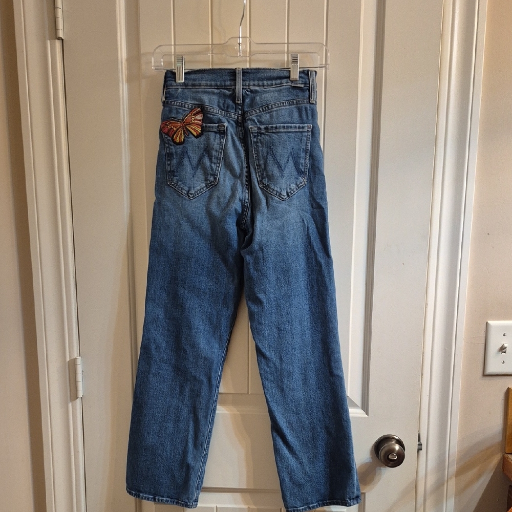 MOTHER Blue Jeans with Butterfly Accent